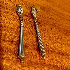 Silver tone antique costume earrings